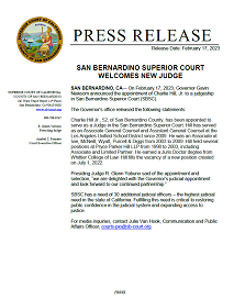 SAN BERNARDINO SUPERIOR COURT WELCOMES NEW JUDGE